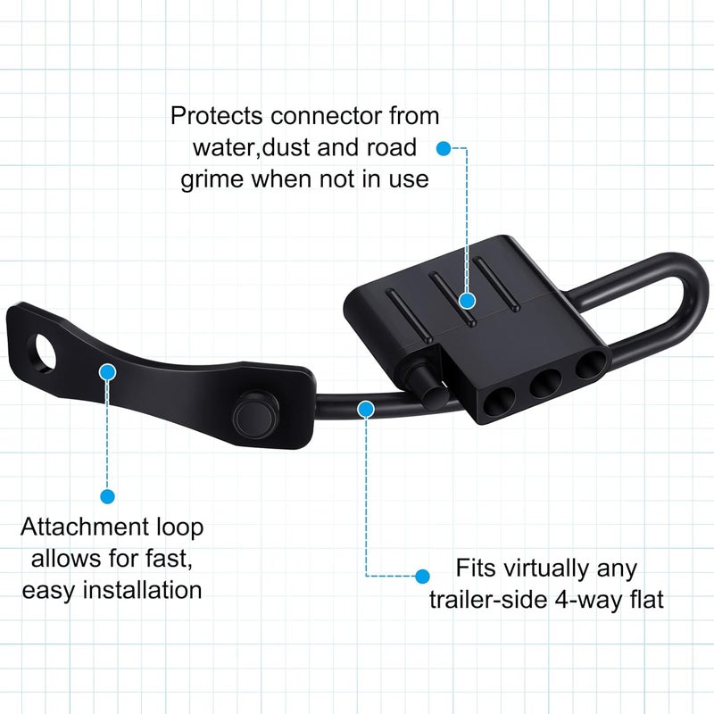 Datanly 8 Pack 4-pin Flat Trailer Wiring Harness Connector Dust Cover Black Vehicle Side Plug Terminals Connection Dust Cover Bulk for Trailer Replace Against Dirt Water Rust - Image 3